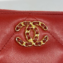 Chanel long wallet lambskin red ladies