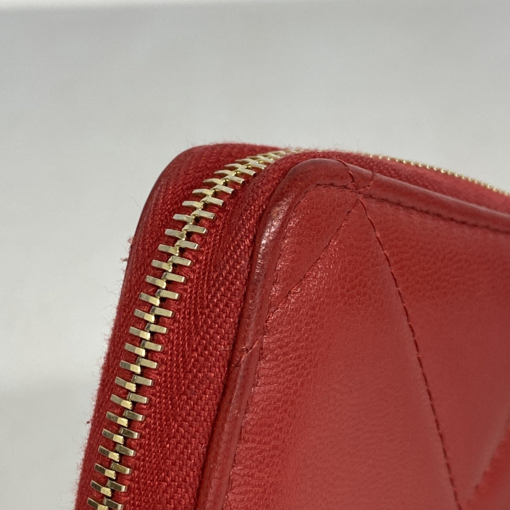 Chanel long wallet lambskin red ladies