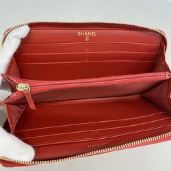 Chanel long wallet lambskin red ladies