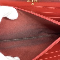 Chanel long wallet lambskin red ladies