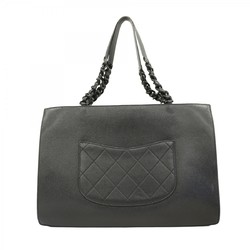 Chanel Tote Bag Matelasse Caviar Skin Black Women's