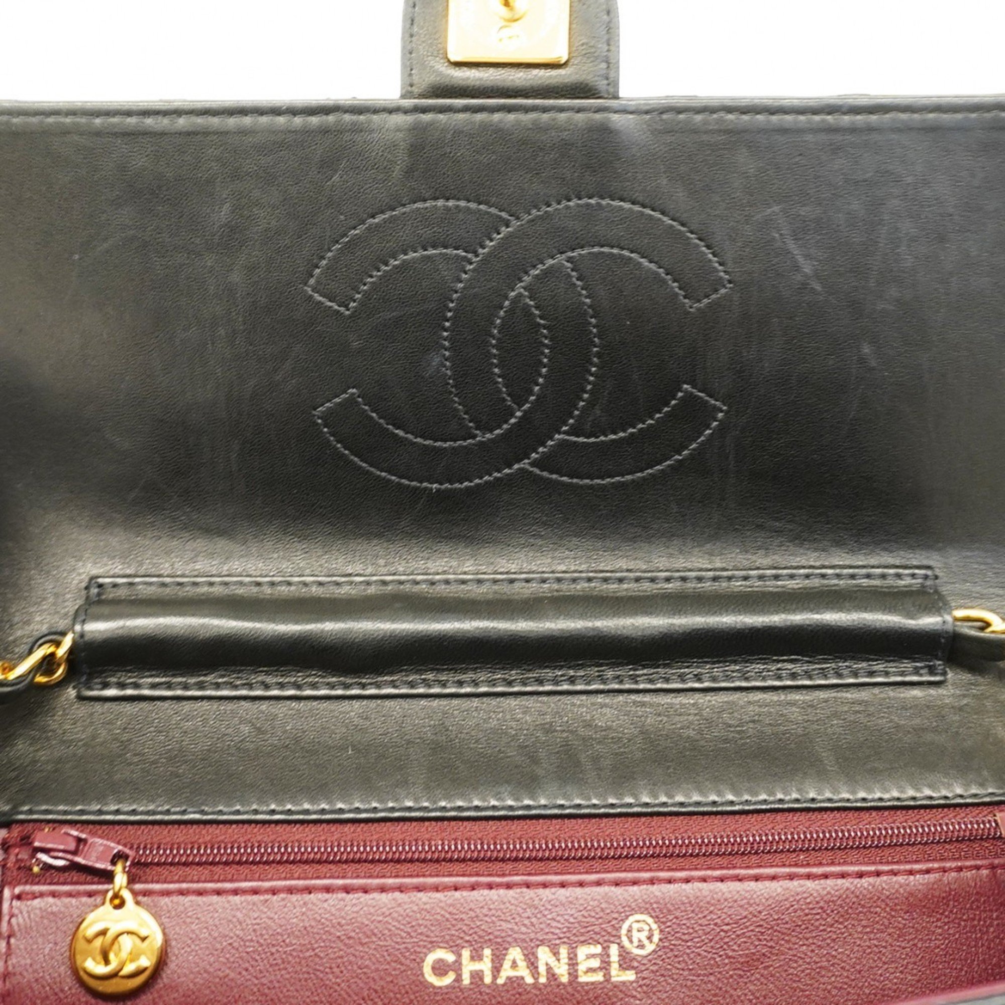 Chanel Shoulder Bag Matelasse Lambskin Black Women's