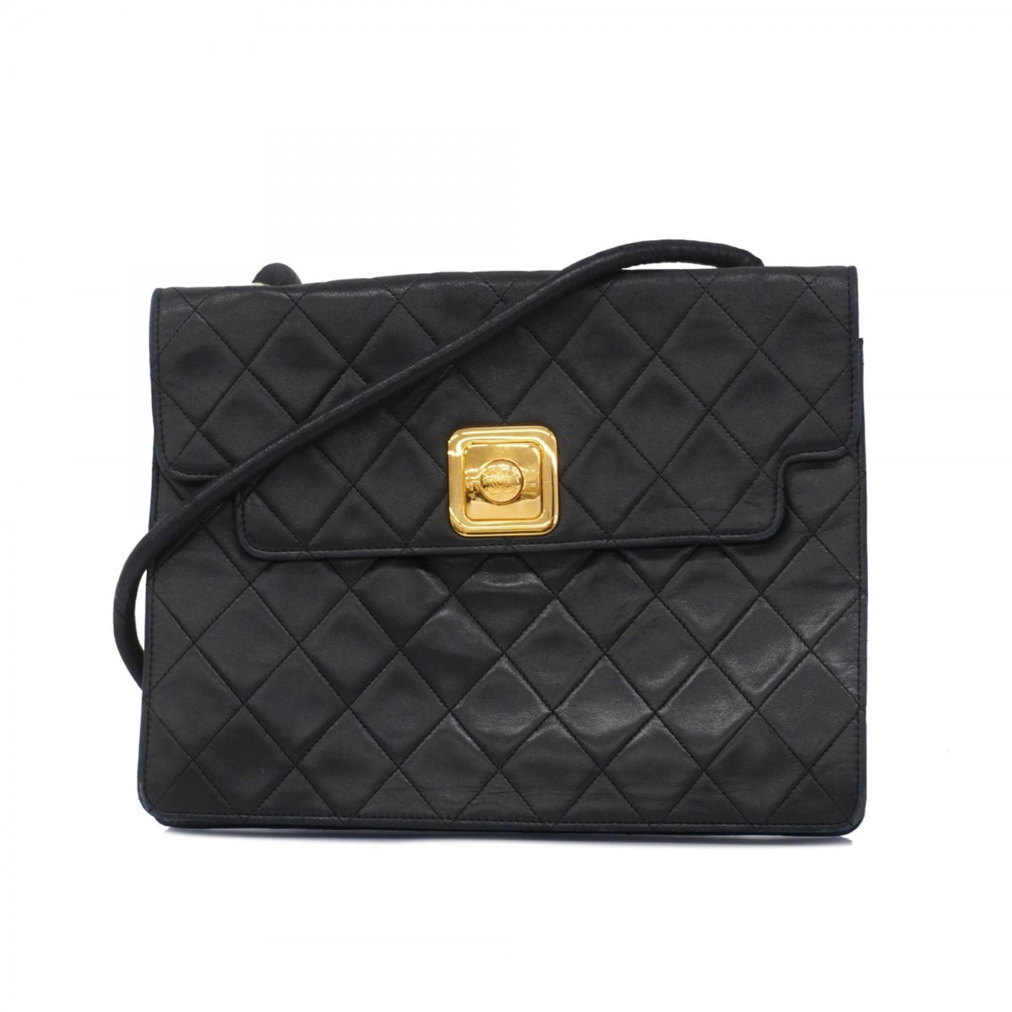 Chanel Shoulder Bag Matelasse Lambskin Black Women's