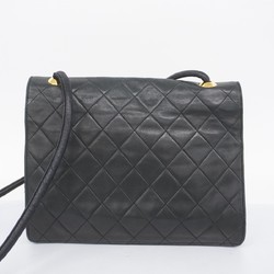 Chanel Shoulder Bag Matelasse Lambskin Black Women's