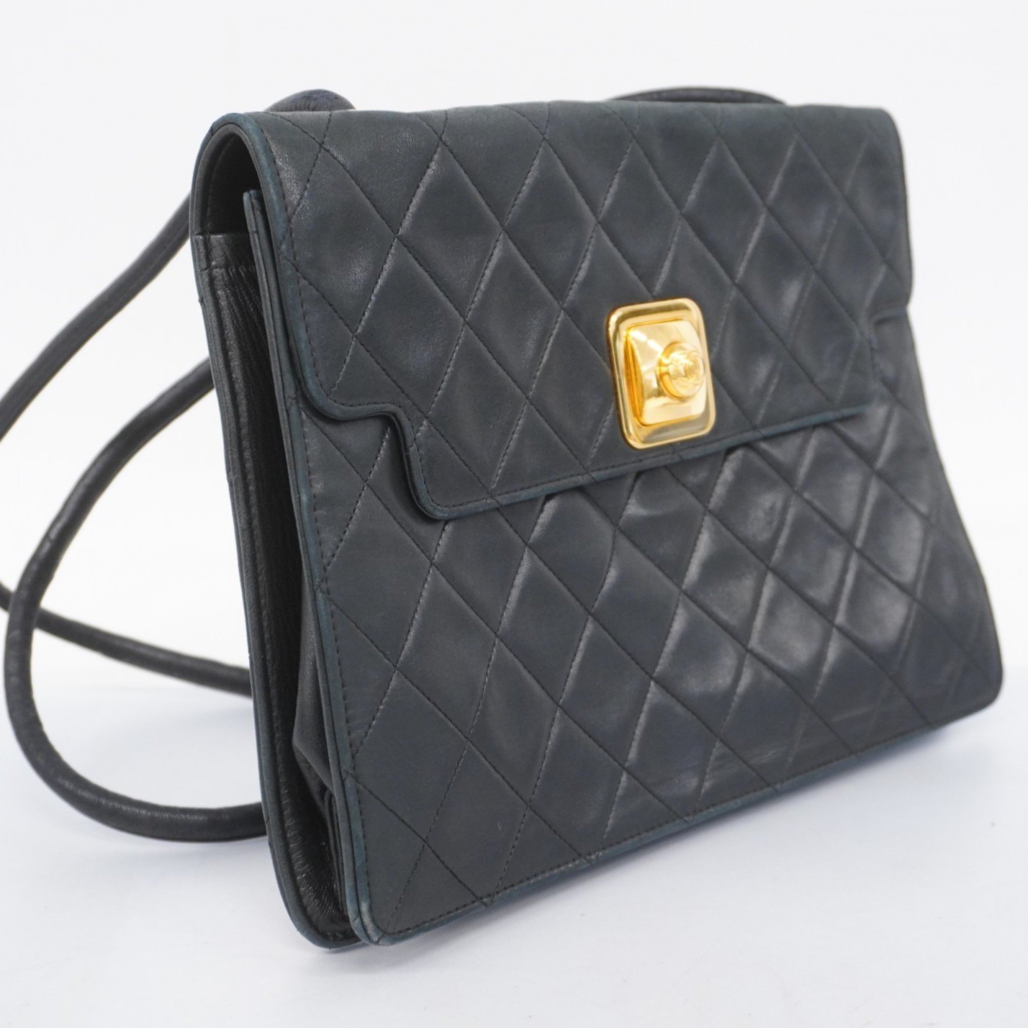 Chanel Shoulder Bag Matelasse Lambskin Black Women's