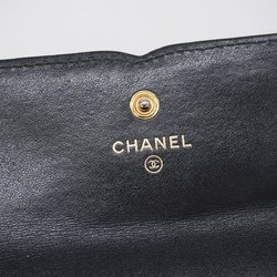 Chanel Long Wallet Matelasse CC Filigree Caviar Skin Black Women's