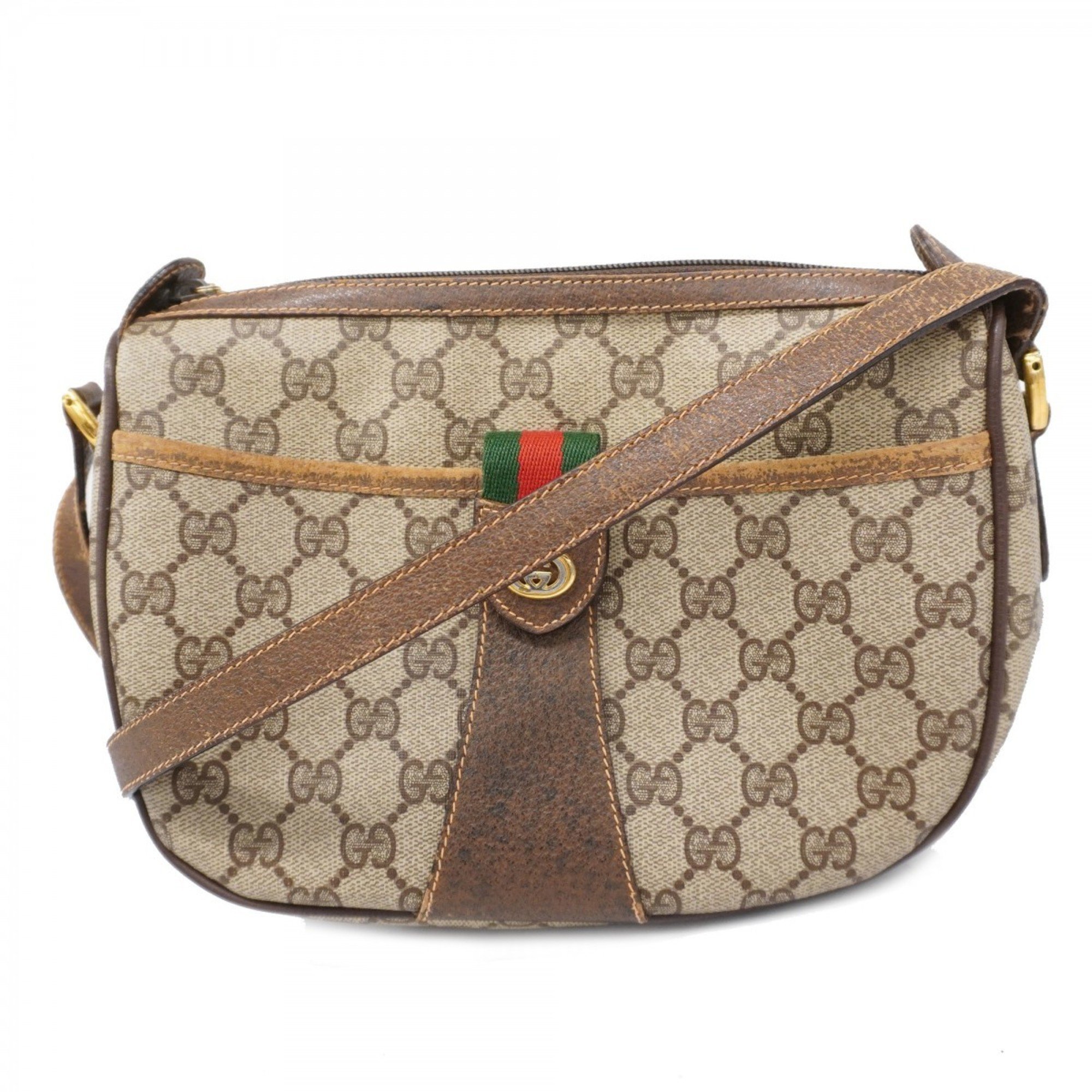 Gucci Shoulder Bag GG Supreme Sherry Line 89 02 032 Leather Brown Women's