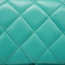 Chanel Shoulder Bag Matelasse Lambskin Blue Green Women's