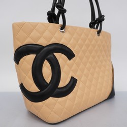 Chanel Tote Bag Cambon Lambskin Beige Women's