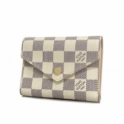 Louis Vuitton Tri-fold Wallet Damier Azur Portefeuille Victorine N64022 White Women's