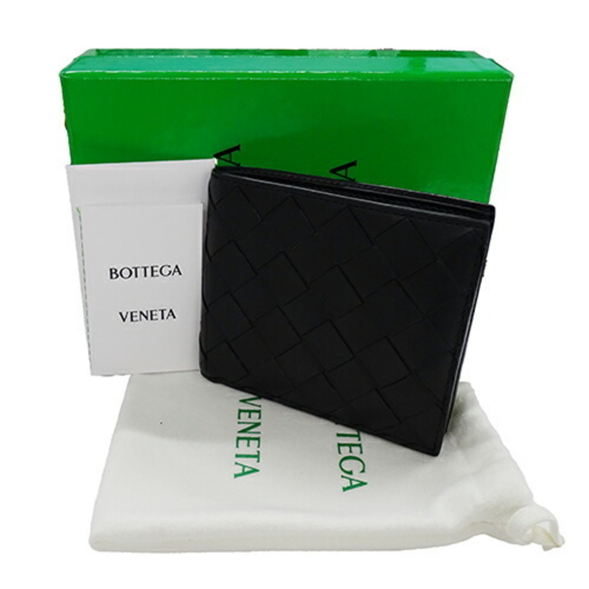 BOTTEGA VENETA Men's Wallet Bi-fold Billfold Card Case Intrecciato Leather Black