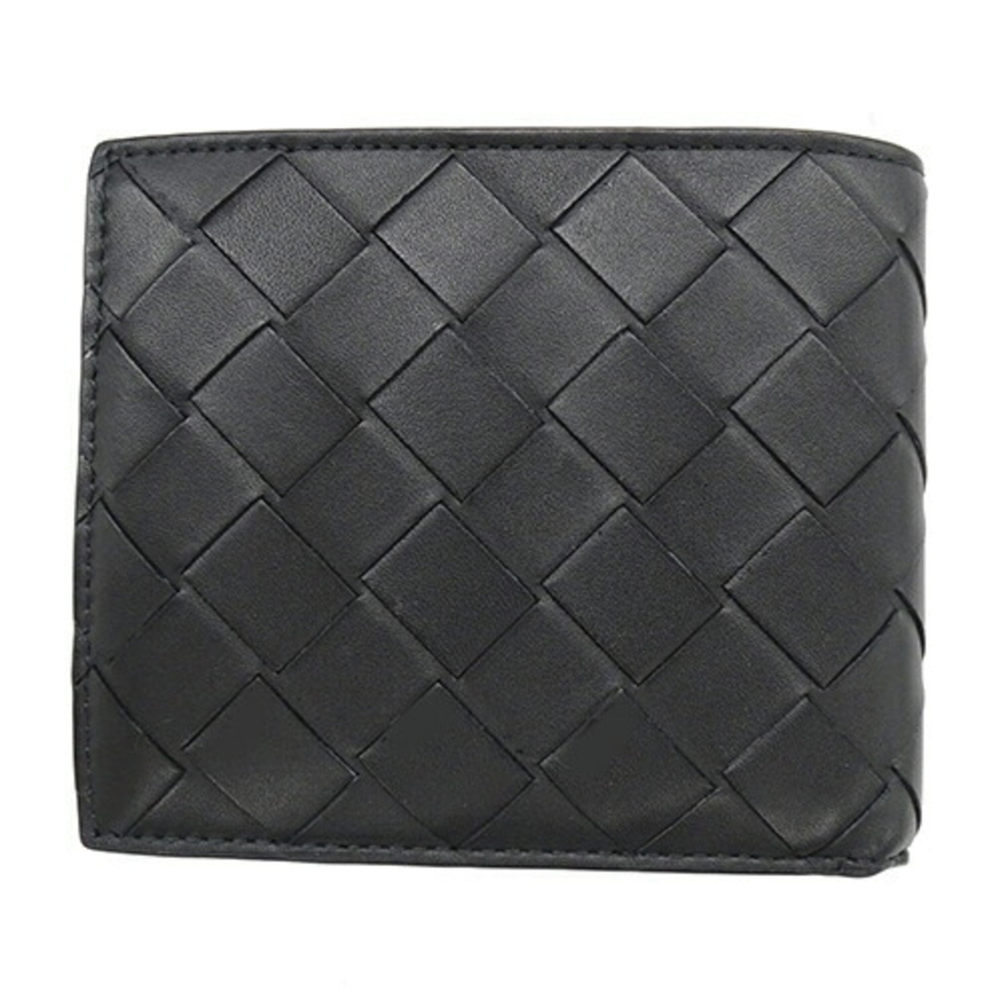 BOTTEGA VENETA Men's Wallet Bi-fold Billfold Card Case Intrecciato Leather Black