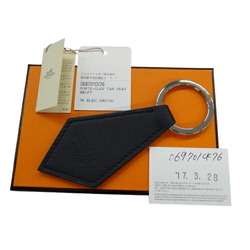 Hermes HERMES Key Ring Portocle Tab Women's Men's Holder Swift Leather Blue Indigo