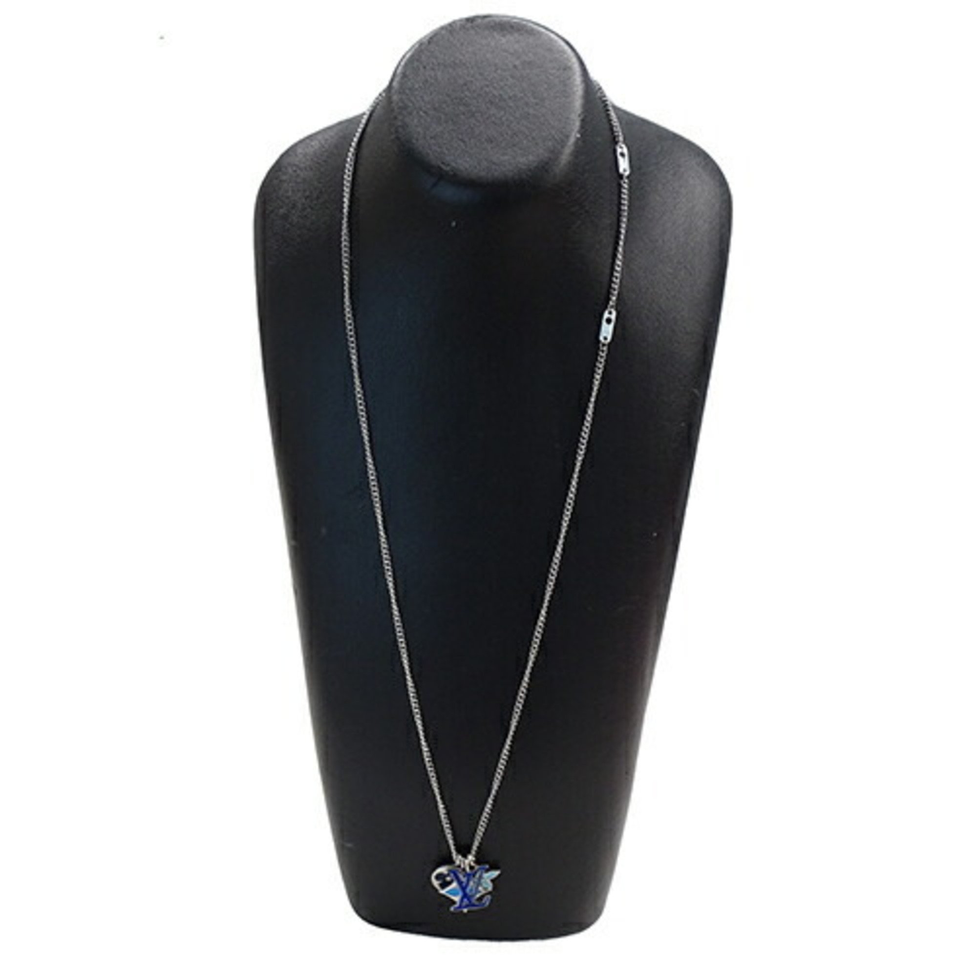 Louis Vuitton LOUIS VUITTON Necklace for Women and Men, Pendant LV Instinct Silver Blue M00917 OB3732