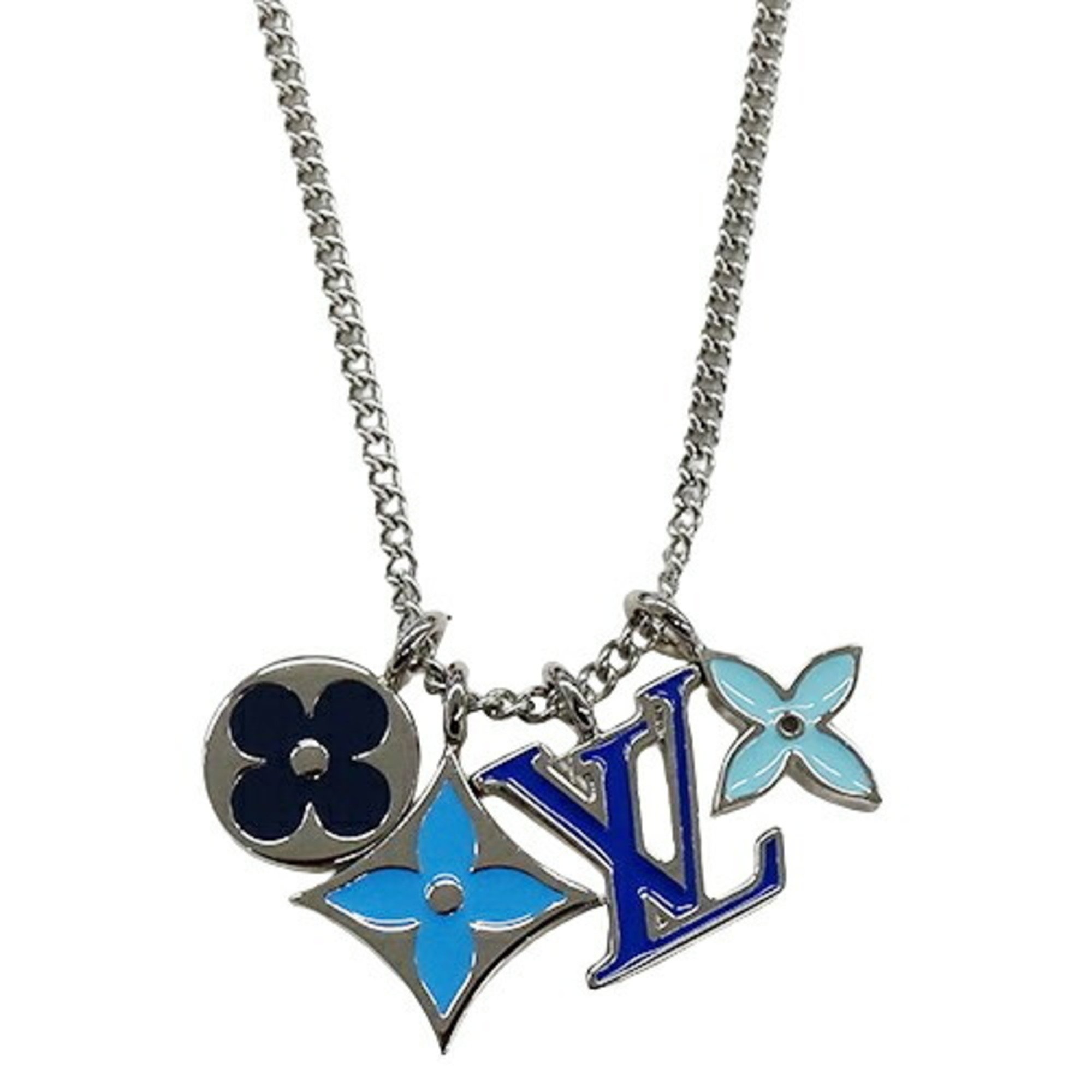 Louis Vuitton LOUIS VUITTON Necklace for Women and Men, Pendant LV Instinct Silver Blue M00917 OB3732