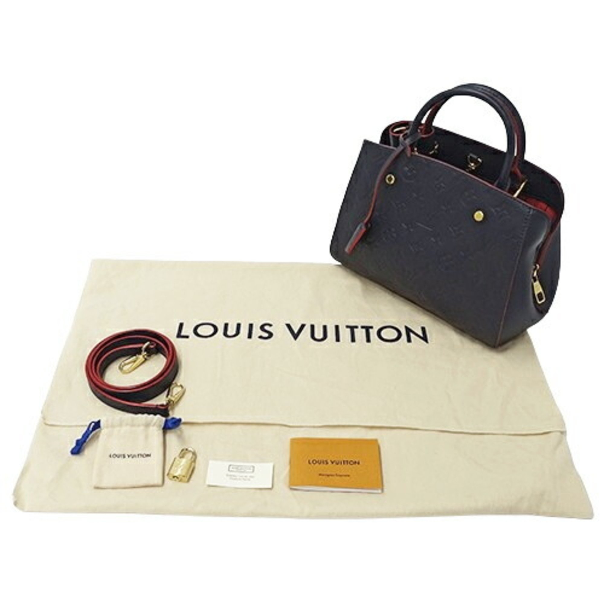 Louis Vuitton LOUIS VUITTON Bag Monogram Empreinte Women's Handbag Shoulder 2way Montaigne BB Marine Rouge M42747 Navy