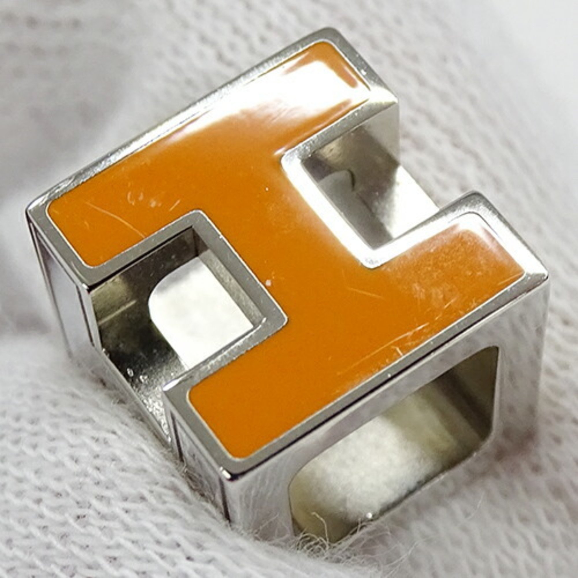 Hermes HERMES Pendant Top Cage d'Ash H Cube Women's Silver Orange