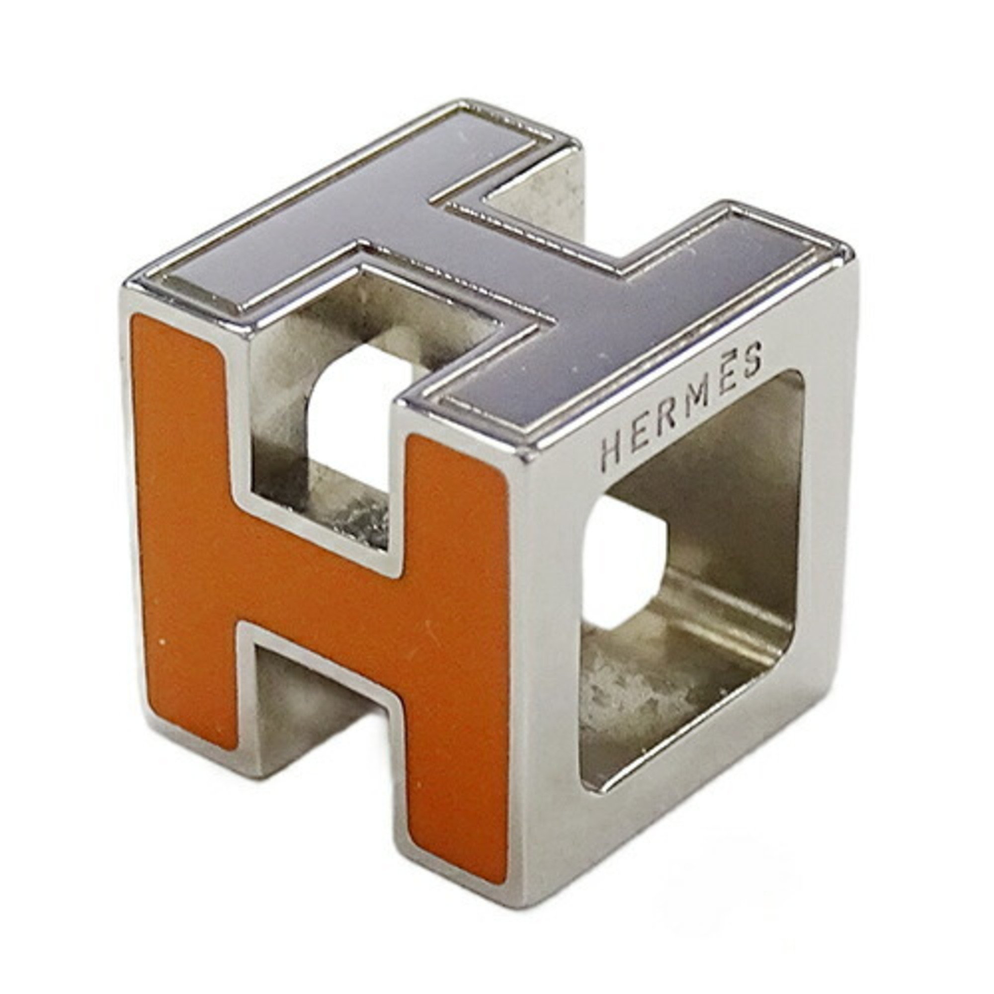 Hermes HERMES Pendant Top Cage d'Ash H Cube Women's Silver Orange