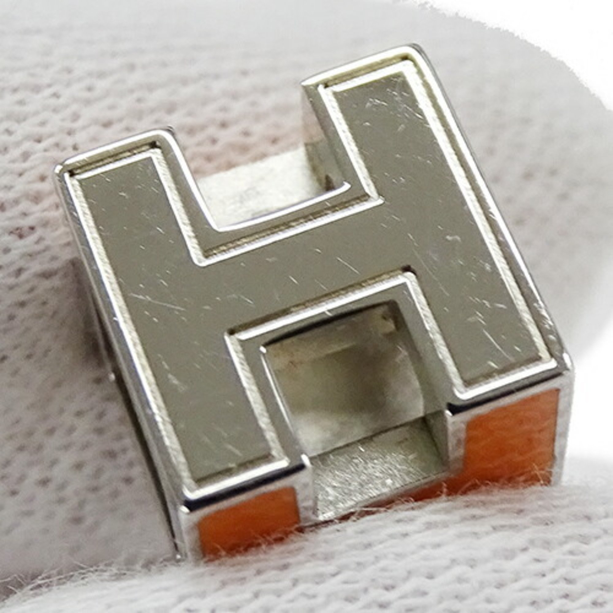 Hermes HERMES Pendant Top Cage d'Ash H Cube Women's Silver Orange