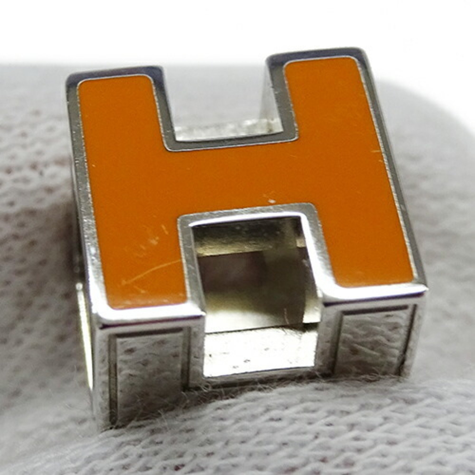 Hermes HERMES Pendant Top Cage d'Ash H Cube Women's Silver Orange