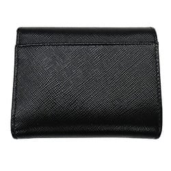 PRADA Women's Tri-fold Wallet Saffiano Triangle Black 1MH043 Compact