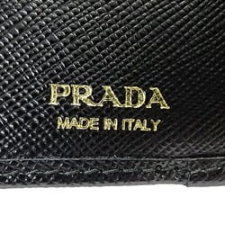 PRADA Women's Tri-fold Wallet Saffiano Triangle Black 1MH043 Compact