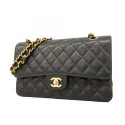 Chanel Shoulder Bag Matelasse Caviar Skin Black Women's