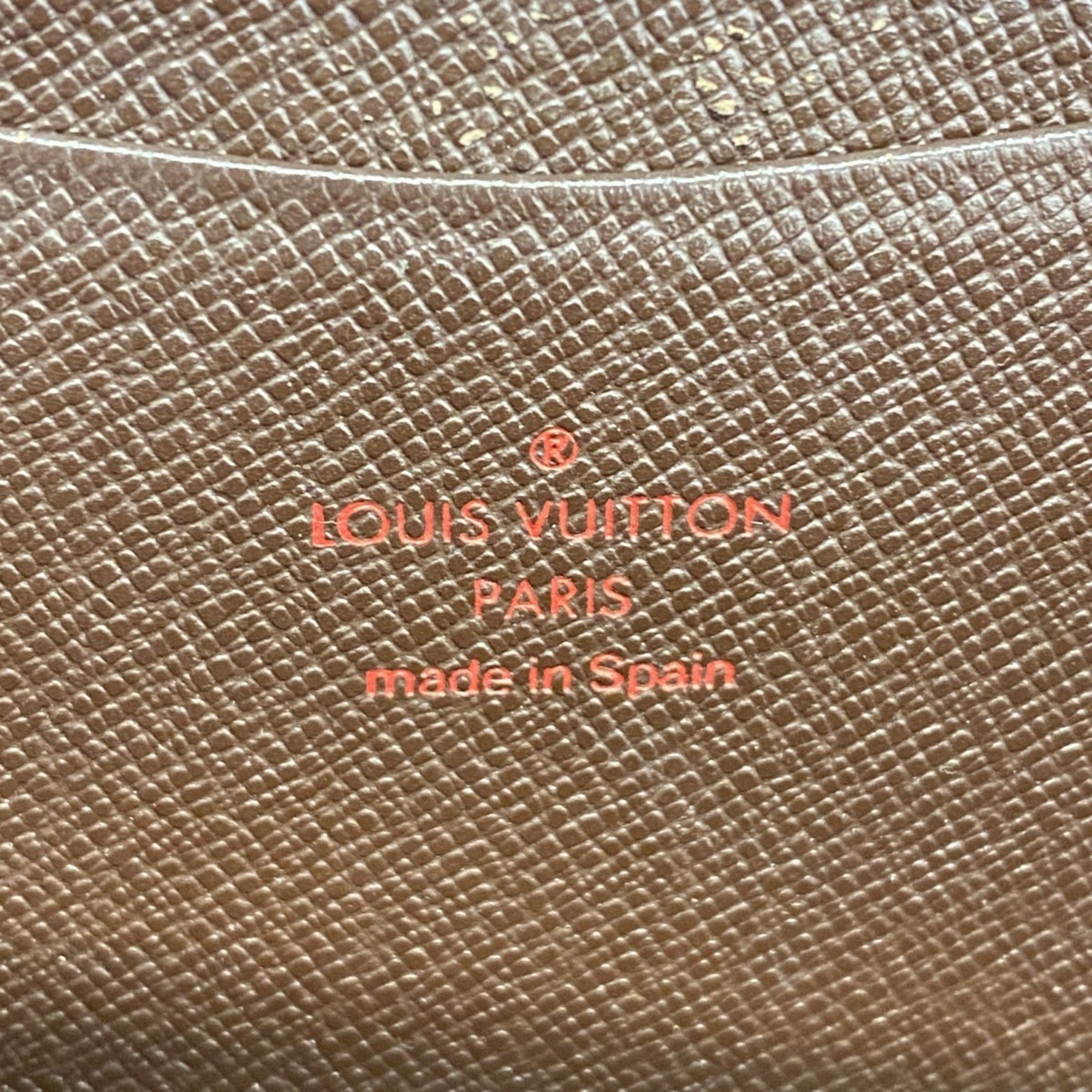 Louis Vuitton Long Wallet Damier Porto Monde Zip N61728 Ebene Men's Women's