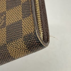 Louis Vuitton Long Wallet Damier Porto Monde Zip N61728 Ebene Men's Women's