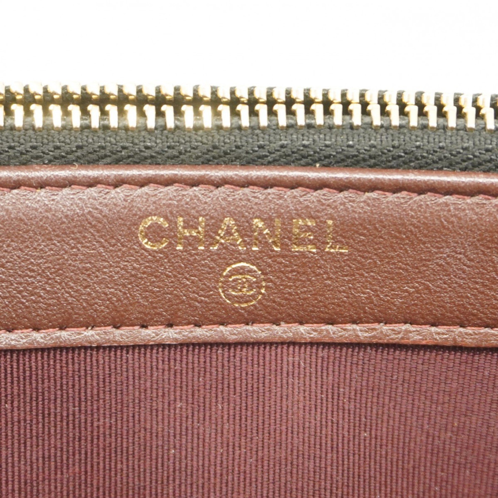 Chanel Shoulder Wallet Matelasse Lambskin Black Champagne Ladies