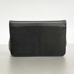 Chanel Shoulder Wallet Lambskin Black Beige Women's