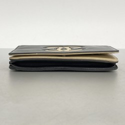 Chanel Shoulder Wallet Lambskin Black Beige Women's