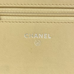 Chanel Shoulder Wallet Lambskin Black Beige Women's