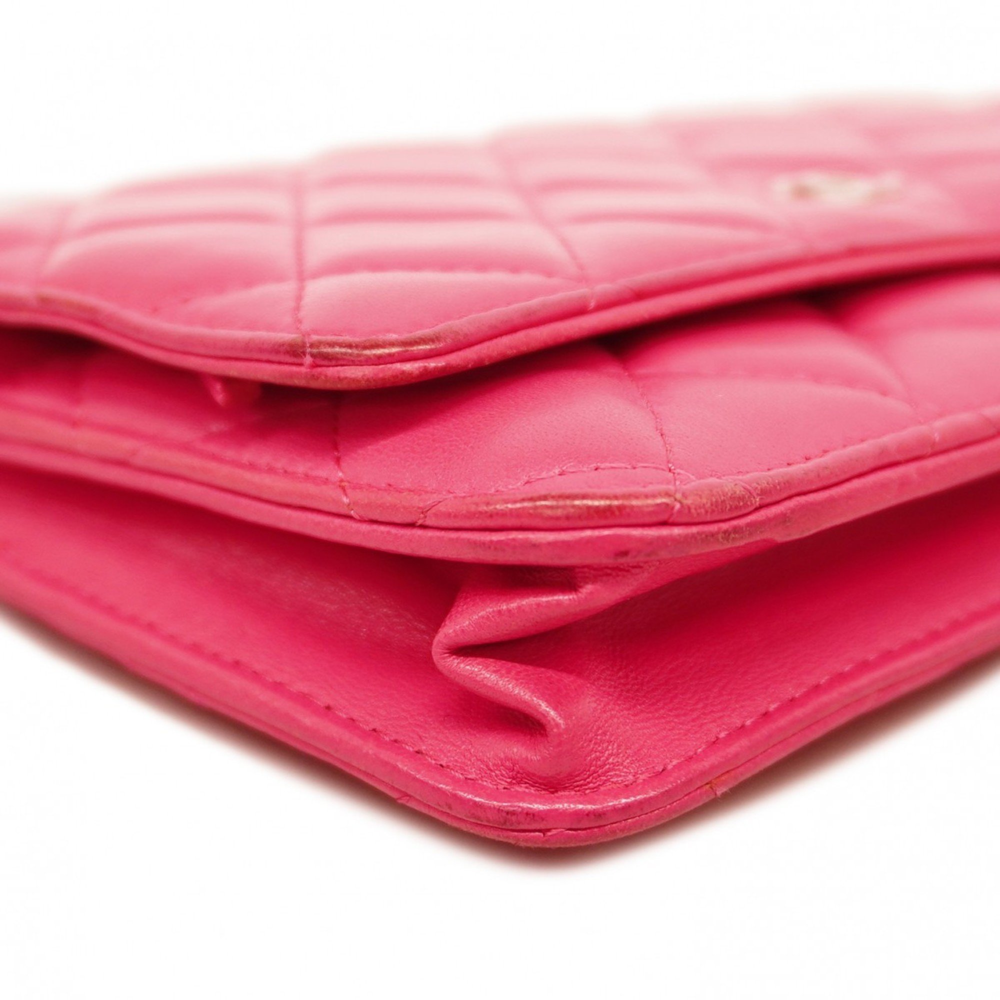 Chanel Shoulder Wallet Matelasse Lambskin Pink Women's