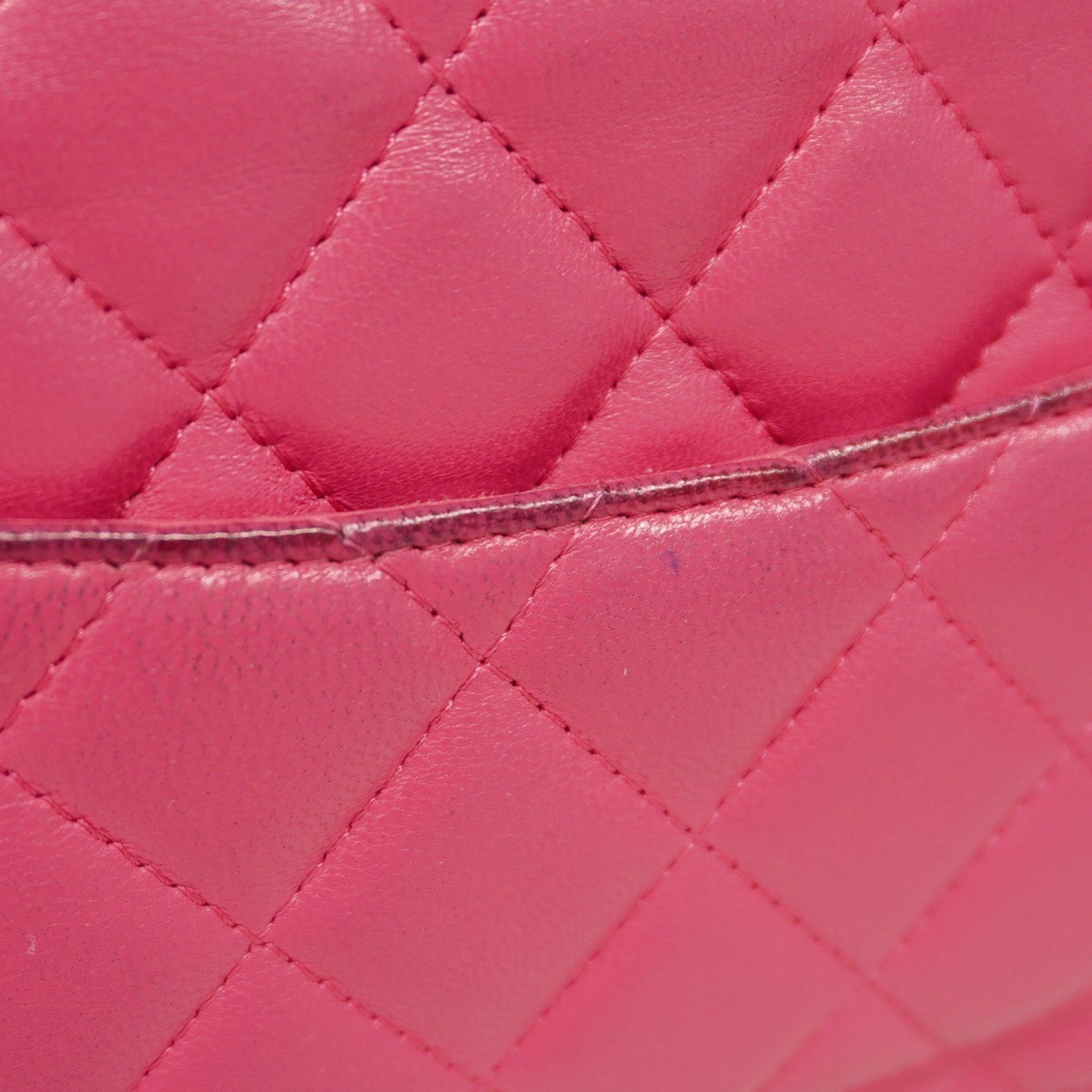 Chanel Shoulder Wallet Matelasse Lambskin Pink Women's