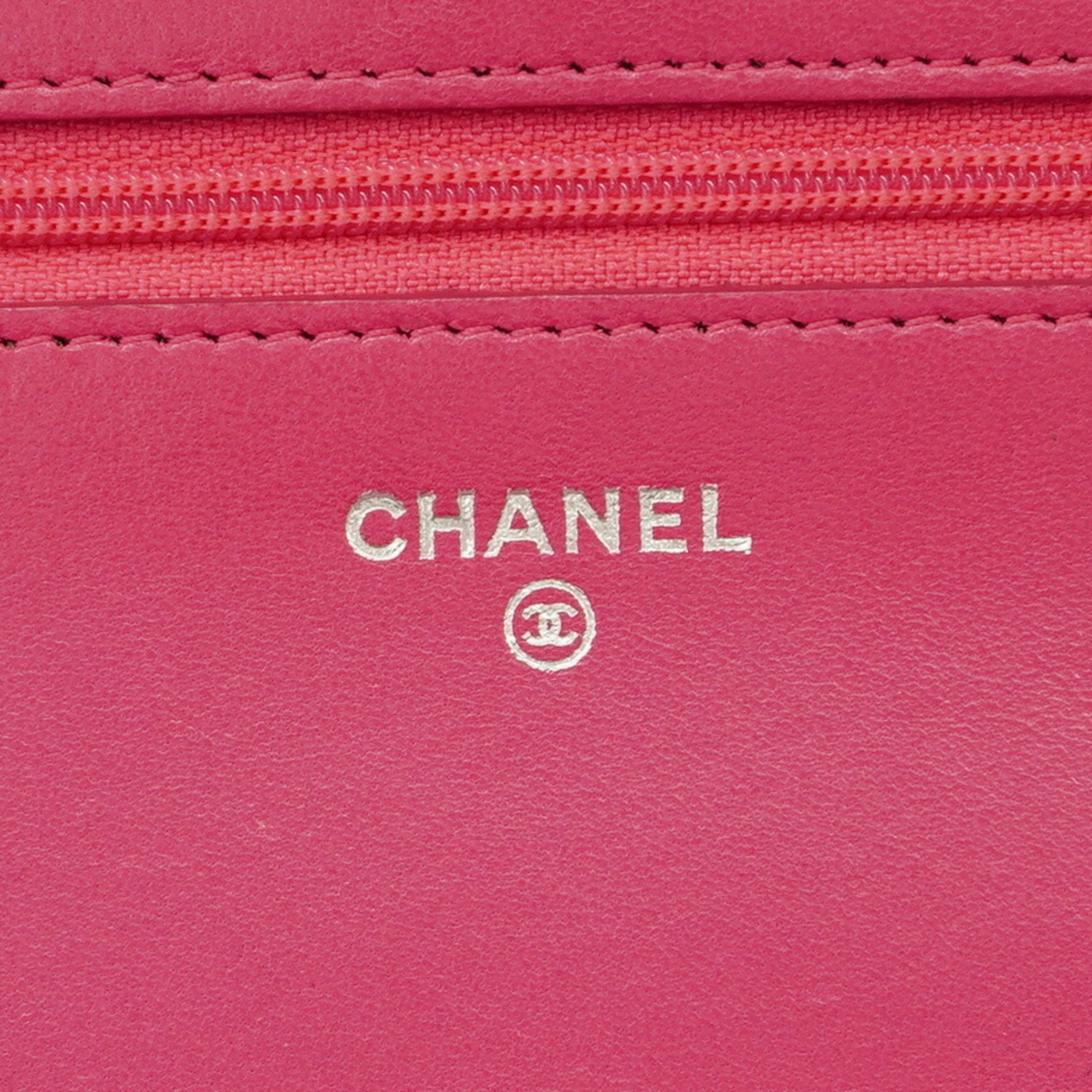 Chanel Shoulder Wallet Matelasse Lambskin Pink Women's