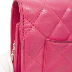 Chanel Shoulder Wallet Matelasse Lambskin Pink Women's