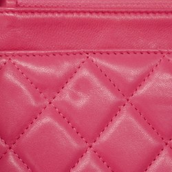 Chanel Shoulder Wallet Matelasse Lambskin Pink Women's