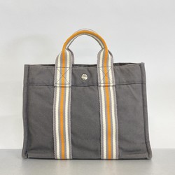 Hermes Tote Bag Foult PM Canvas Grey Orange White Women's