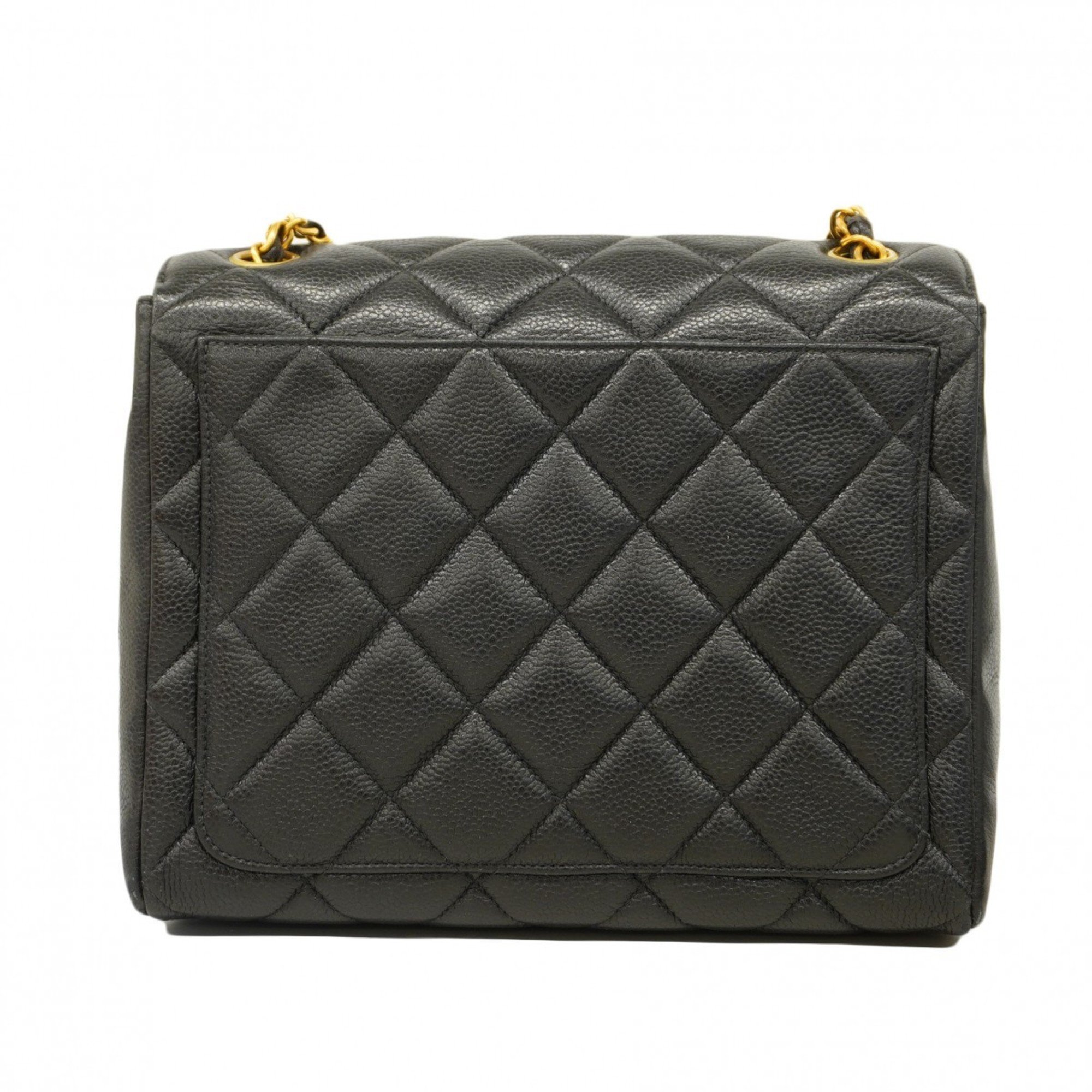 Chanel Shoulder Bag Matelasse Caviar Skin Black Women's