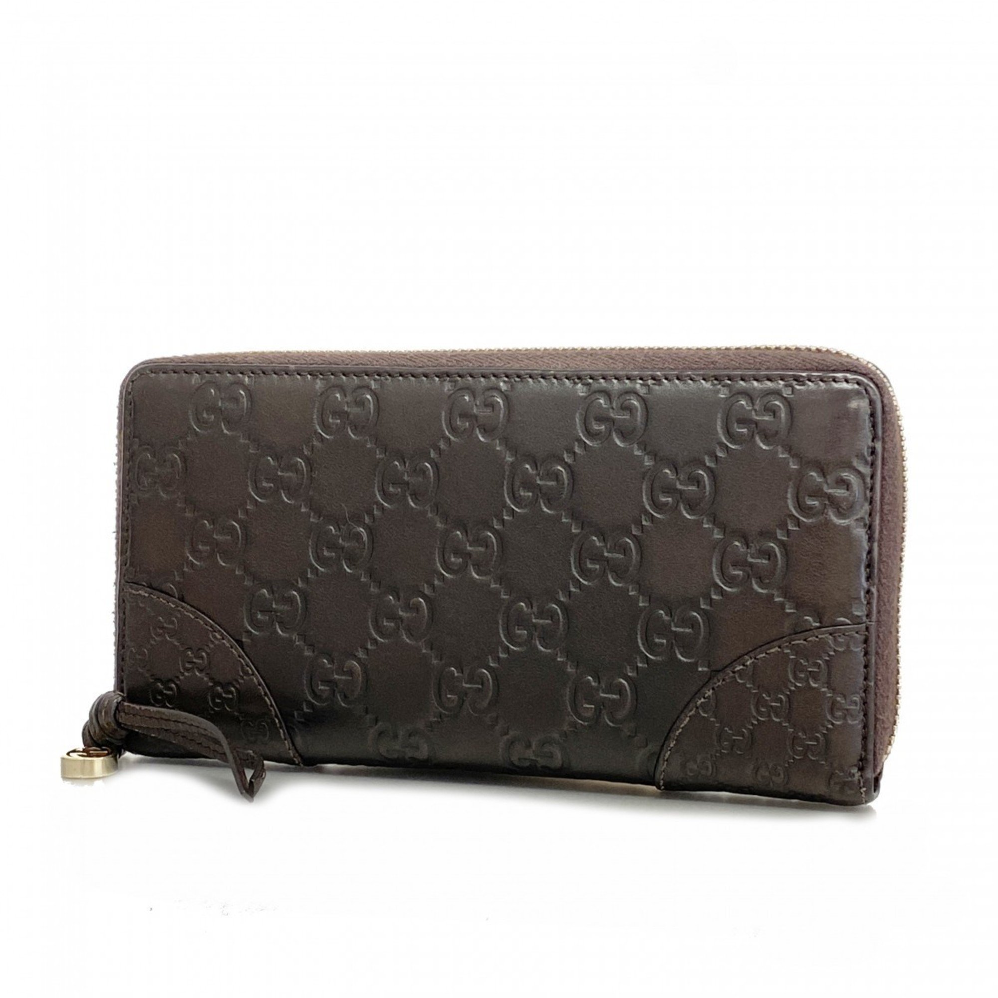 Gucci Long Wallet Guccissima 394005 Leather Dark Brown Men's Women's