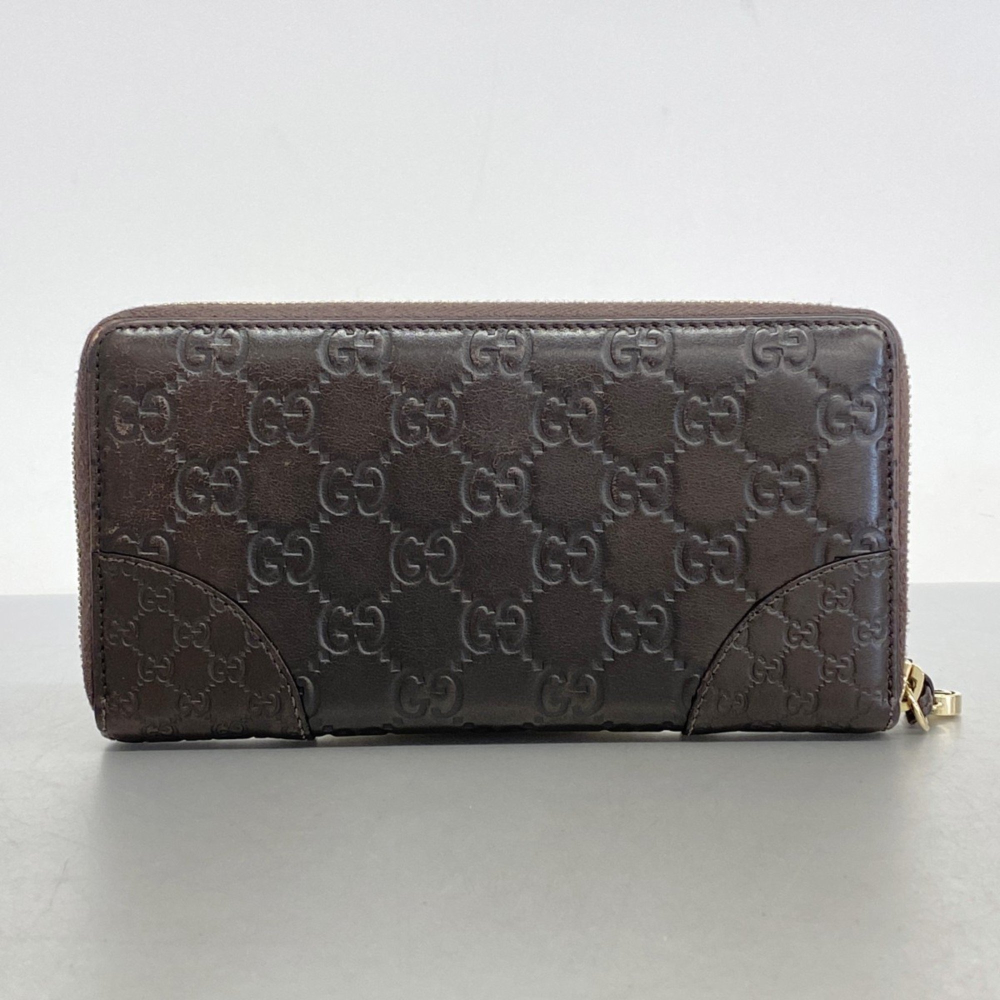 Gucci Long Wallet Guccissima 394005 Leather Dark Brown Men's Women's