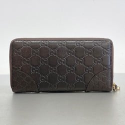 Gucci Long Wallet Guccissima 394005 Leather Dark Brown Men's Women's