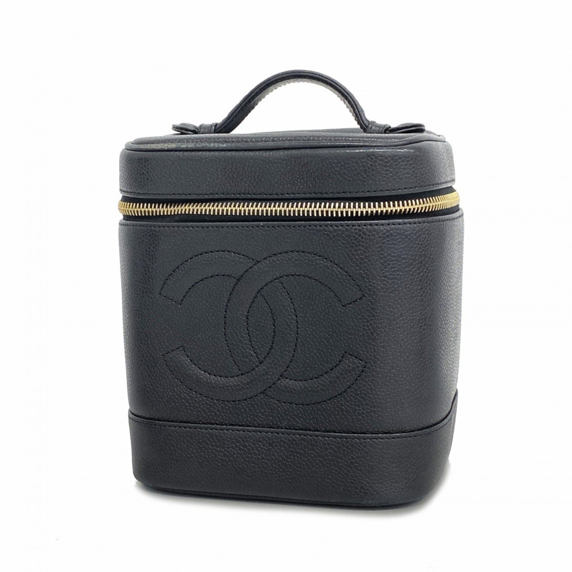 Chanel Vanity Bag Caviar Skin Black Women's