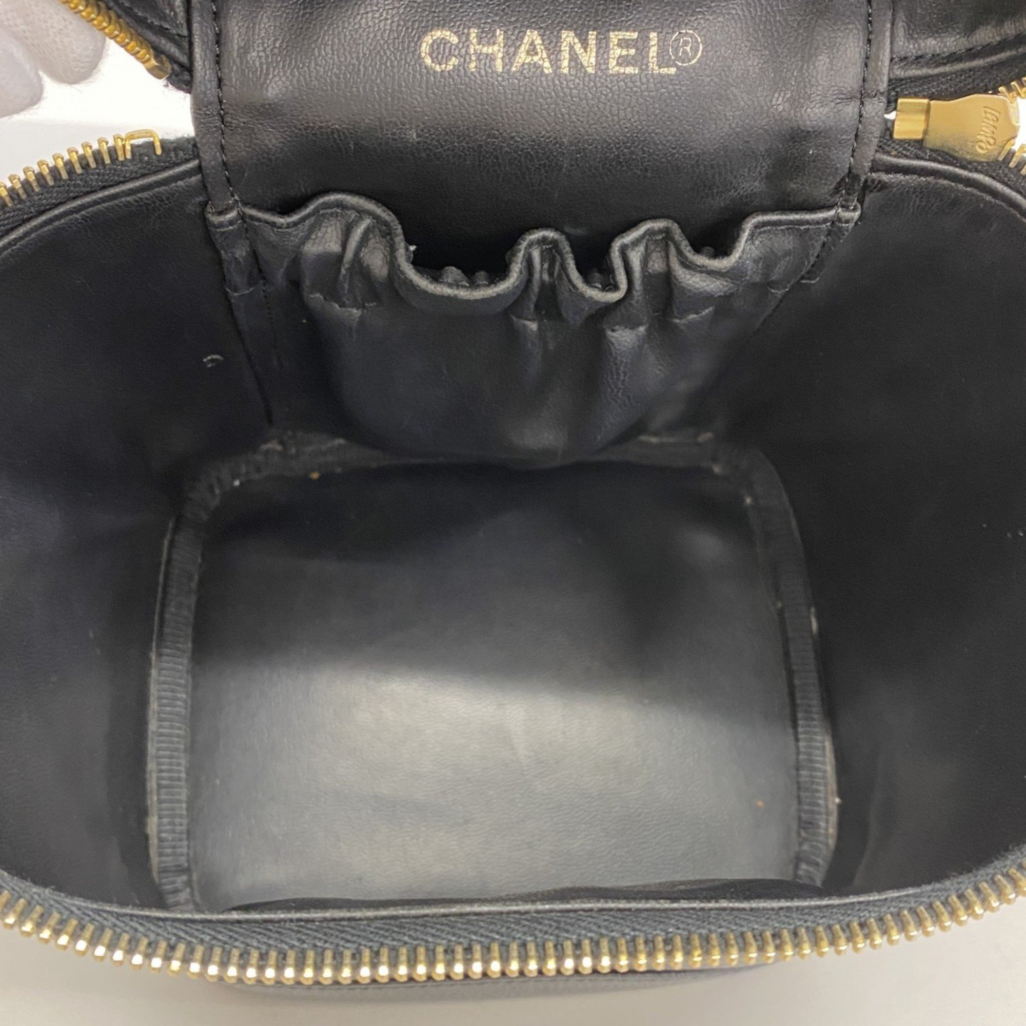 Chanel Vanity Bag Caviar Skin Black Women's