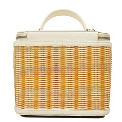 Chanel Vanity Bag Leather Rattan White Women's