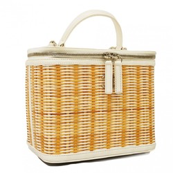 Chanel Vanity Bag Leather Rattan White Women's