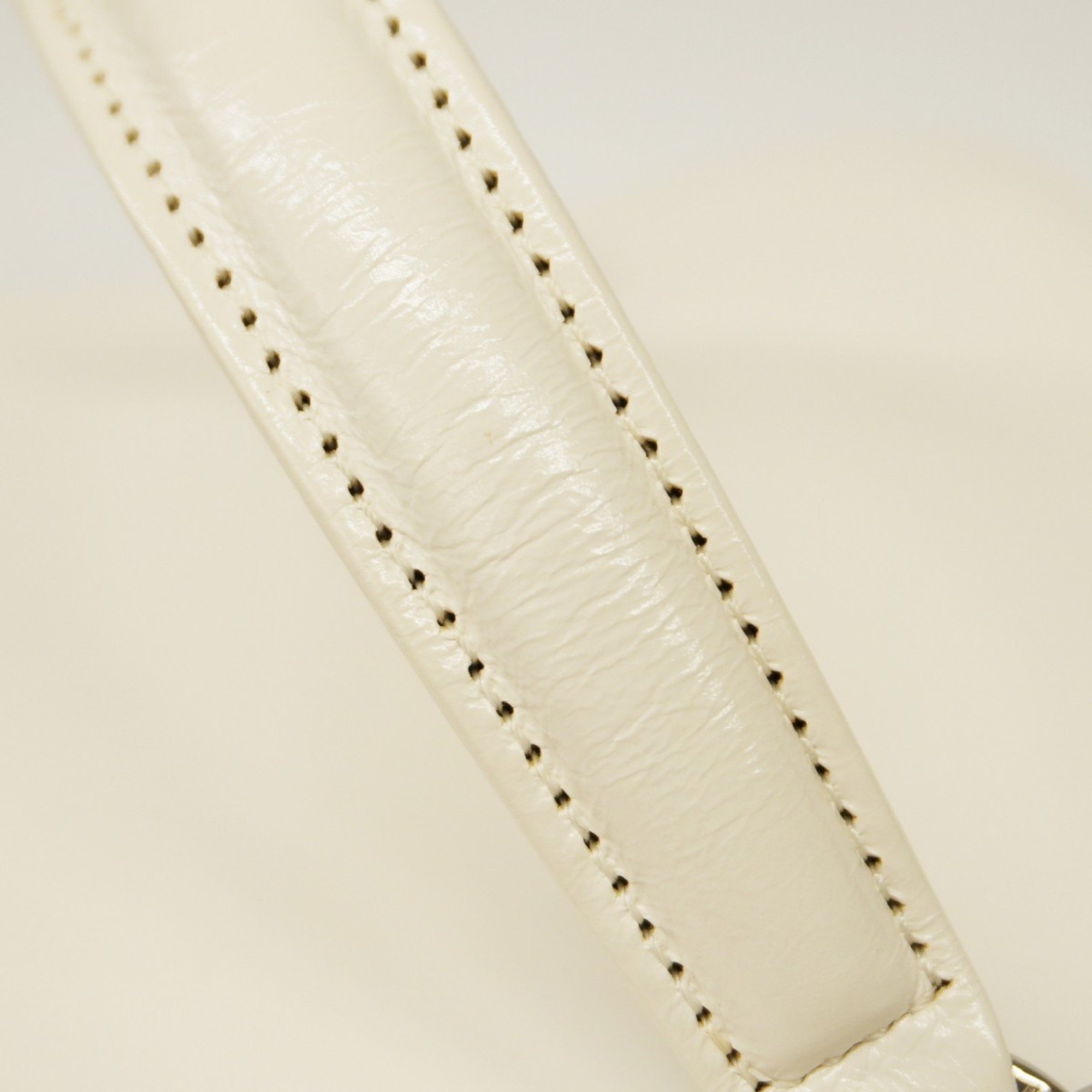 Chanel Vanity Bag Leather Rattan White Women's