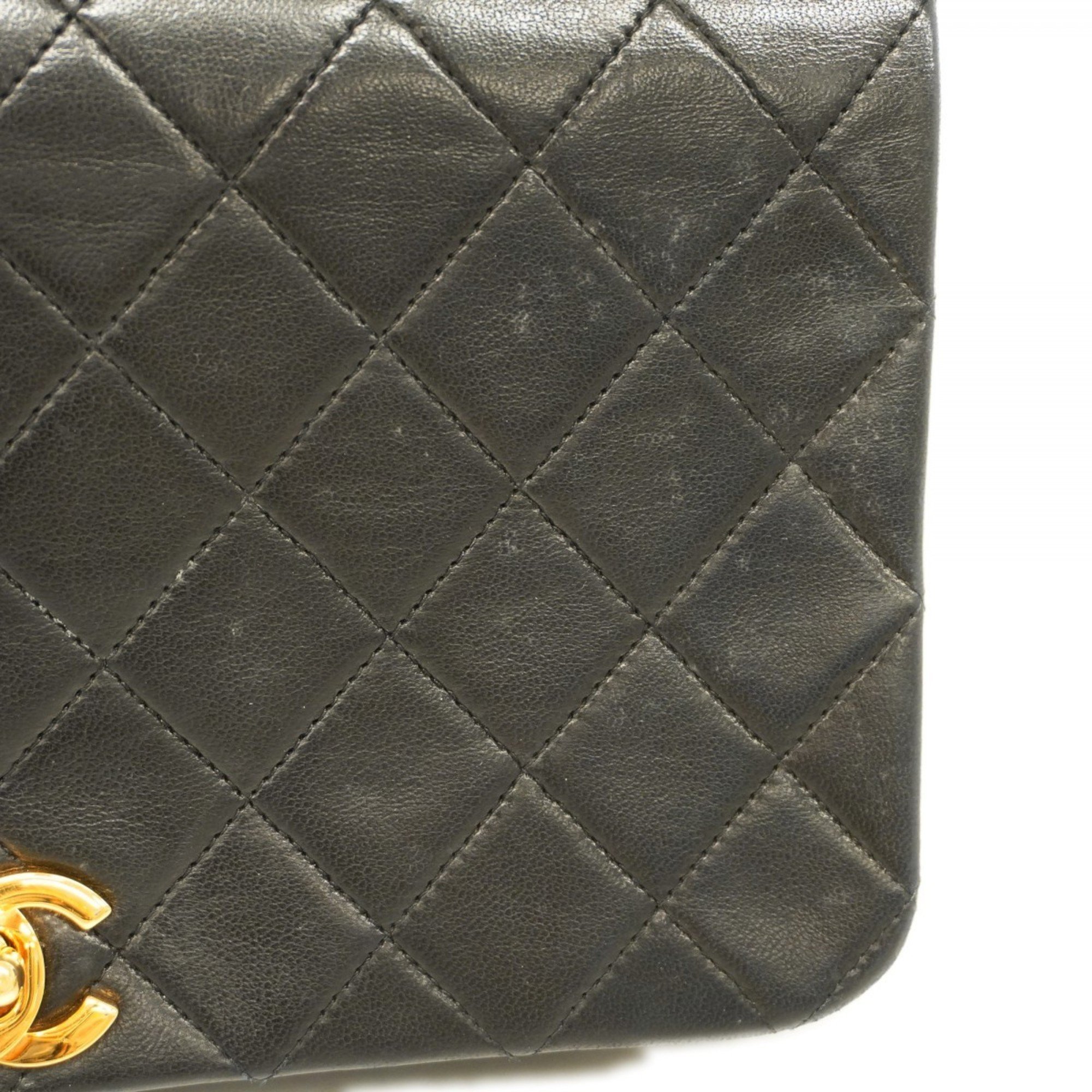 Chanel Shoulder Bag Matelasse Lambskin Black Women's