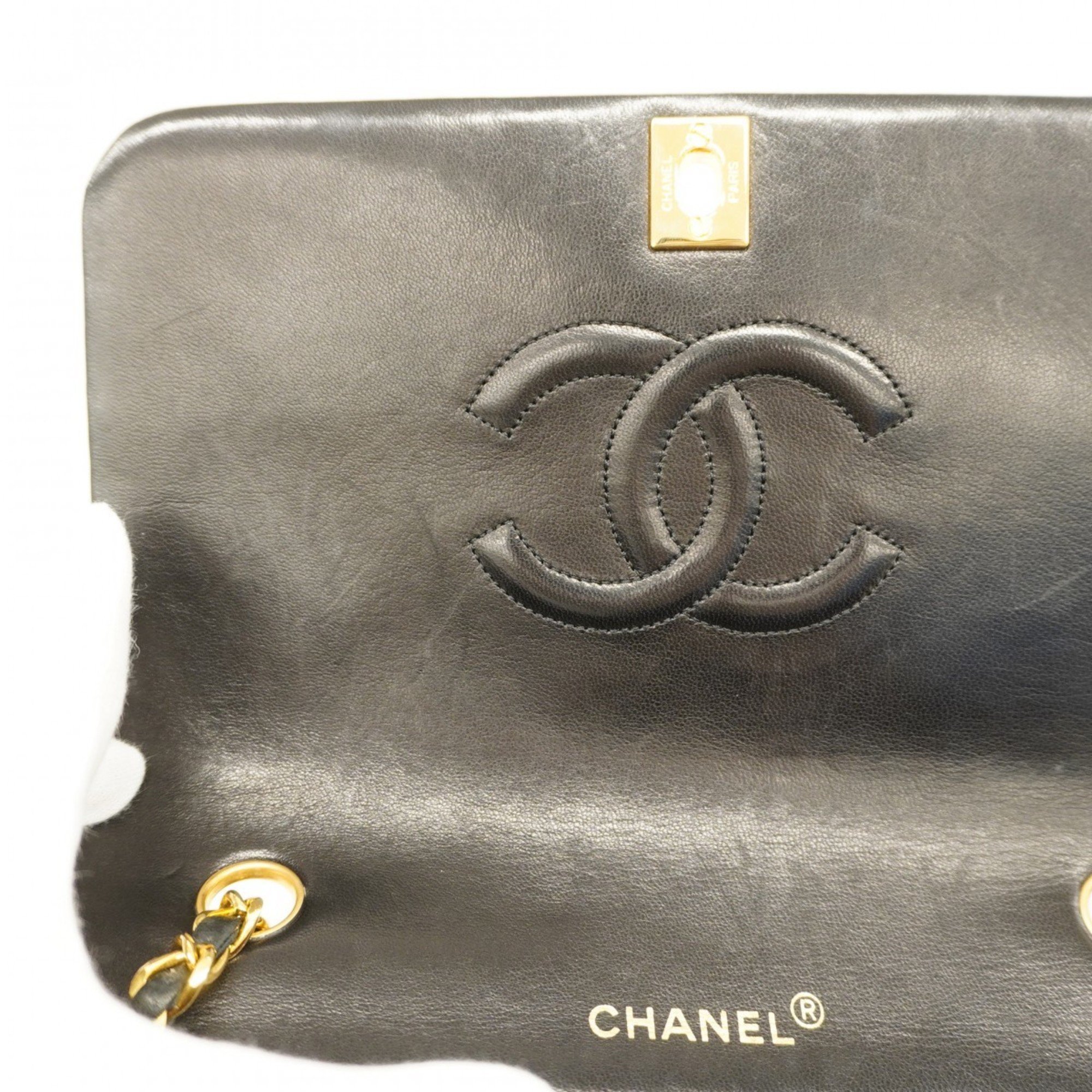 Chanel Shoulder Bag Matelasse Lambskin Black Women's